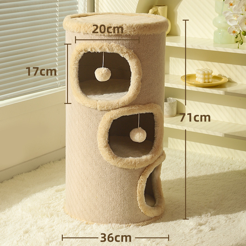 Cat Scratch Pole - 3 Tier Tree Hole Cylinder